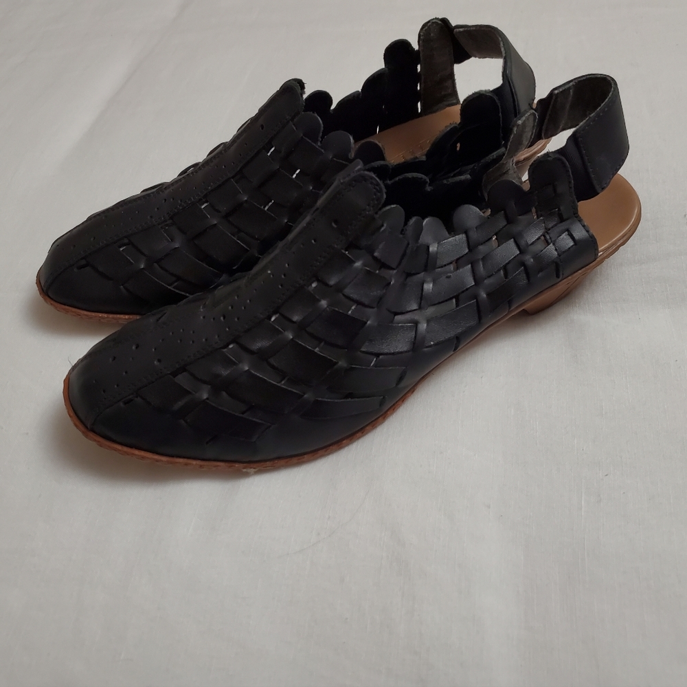 Rieker Sina Black Woven Leather Sandals Women's Size 42-10 Classic Boho Chic - Picture 8 of 15